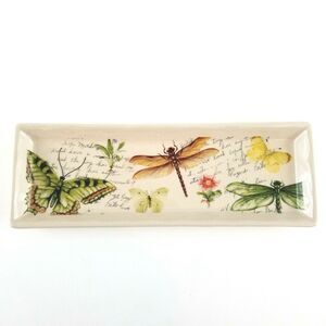 Yankee Candle Ceramic Crackle Tray Catchall Butterflies Insect Dragonflies